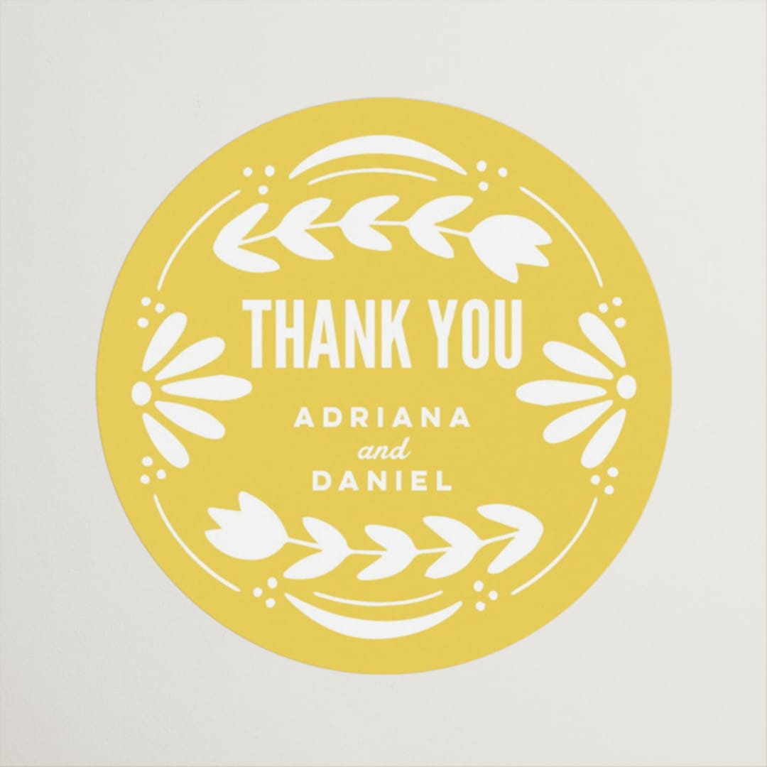 "Pretty Picado" - Wedding Favor Stickers in Sunshine by Jessie Steury - Front