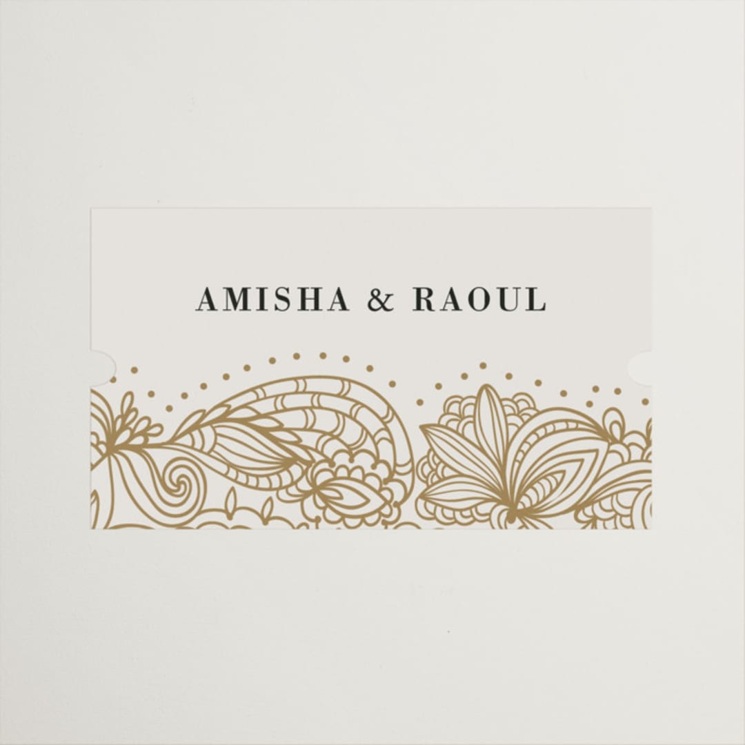 "Elegant Henna" - Wedding Favor Stickers in Champagne by Oma N. Ramkhelawan - Front