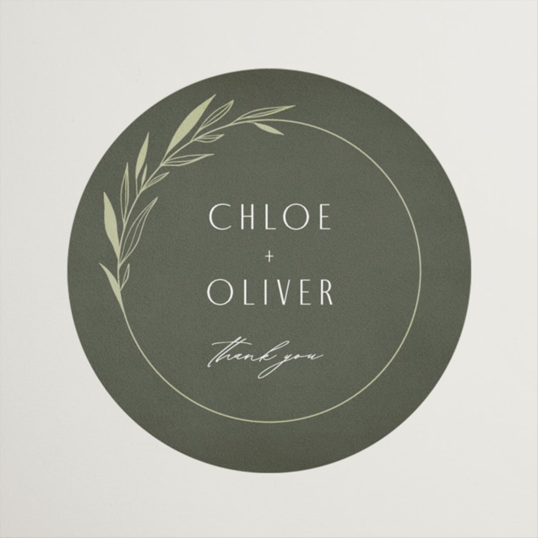 "Botanical Arches" - Wedding Favor Stickers in Moss by Kelly Schmidt - Front