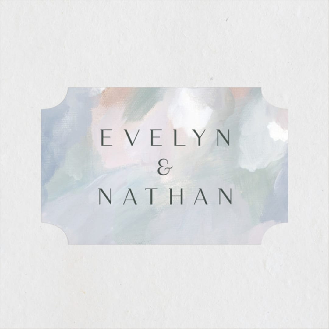 "Evelyn" - Wedding Favor Stickers in Capri by Nicole Walsh - Front