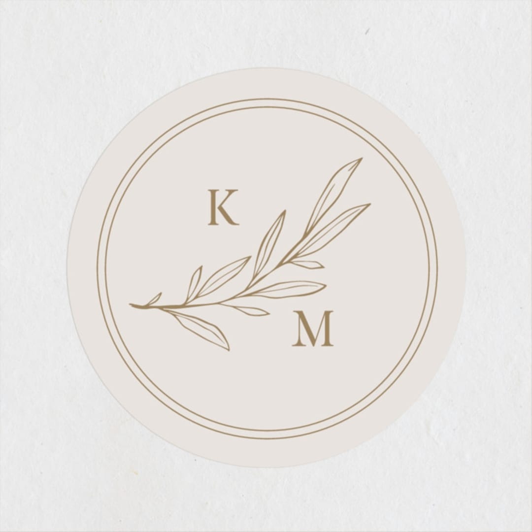 "Emblem" - Wedding Favor Stickers in Champagne by Everett Paper Goods - Front