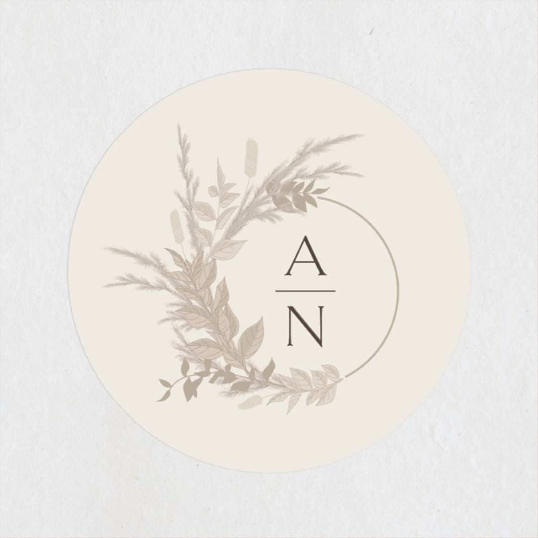 "Preserved Fall Botanicals" - Wedding Favor Stickers in Linen by Erin Deegan - Front