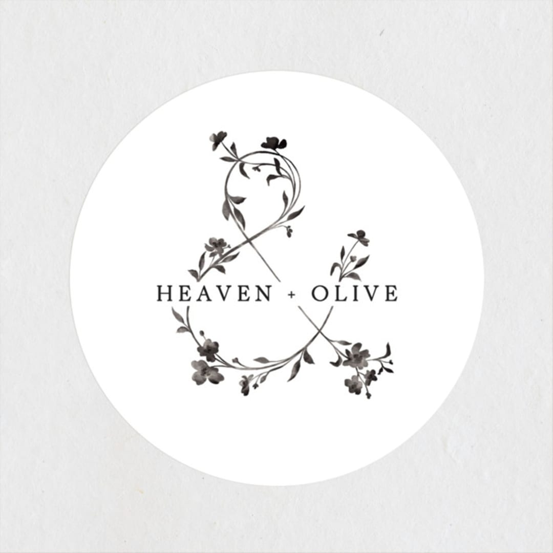 "Floral Union" - Wedding Favor Stickers in Black Sugar by Pati Cascino - Front