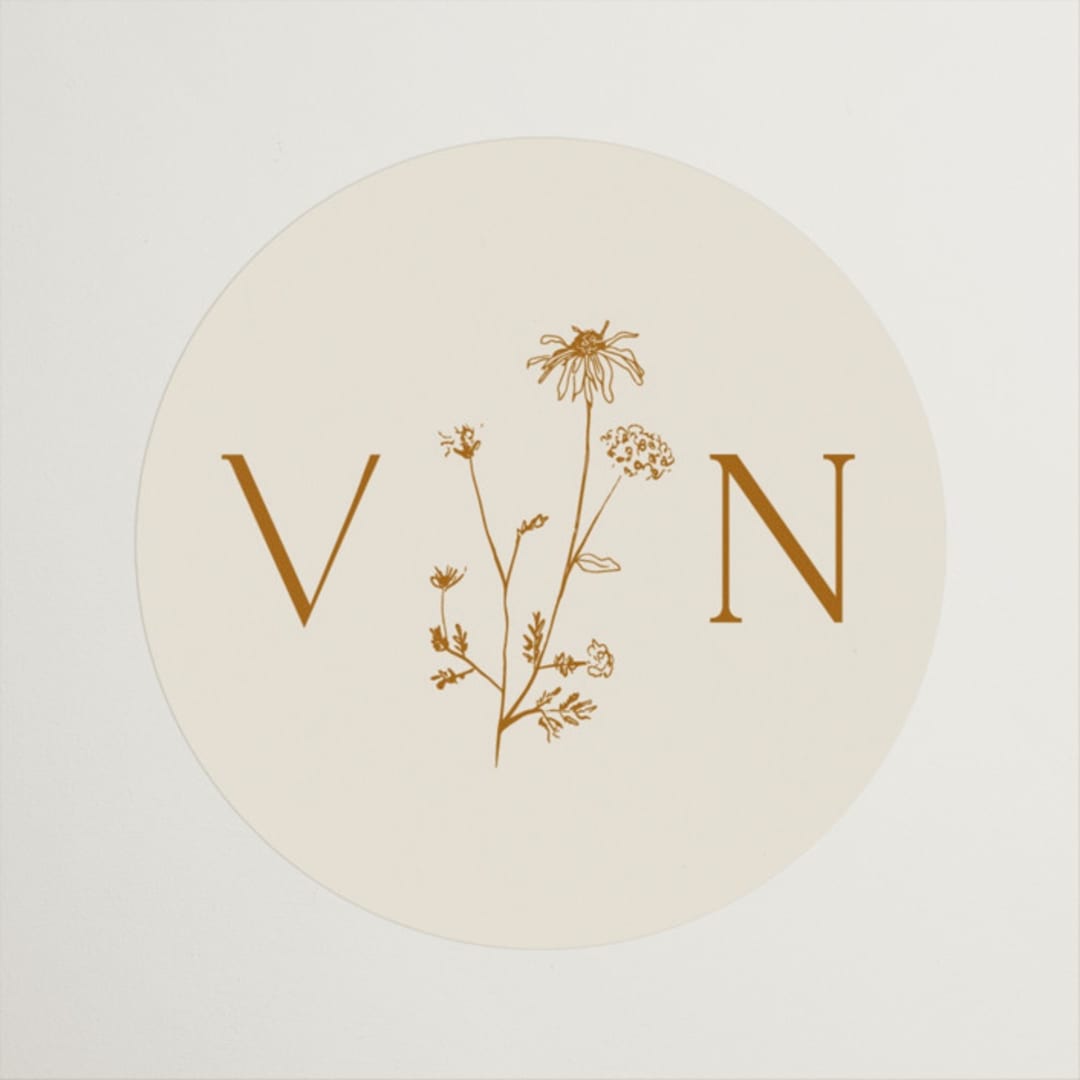 "Floral Type Arch" - Wedding Favor Stickers in Cream by Baumbirdy - Front