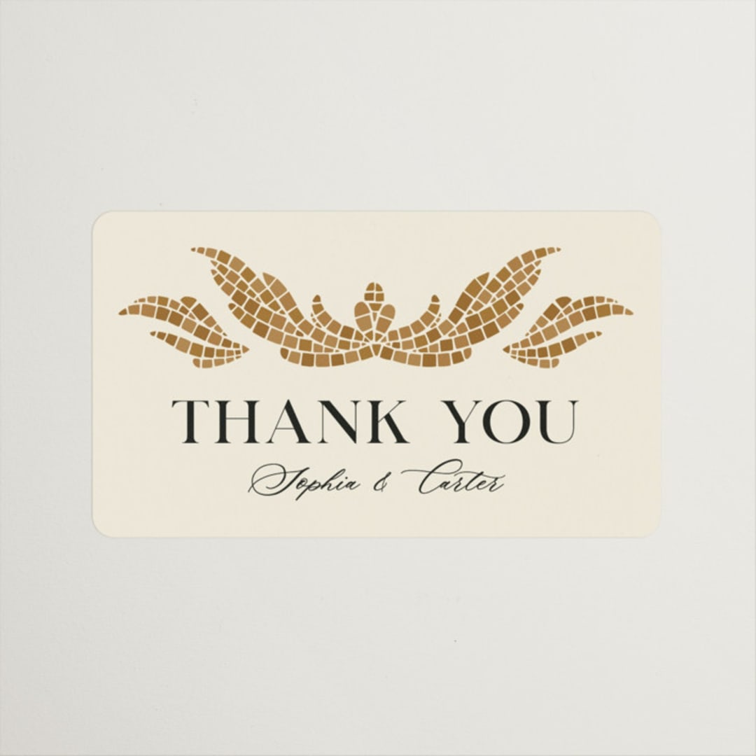 "Floral mosaic" - Wedding Favor Stickers in Sand by GeekInk Design - Front