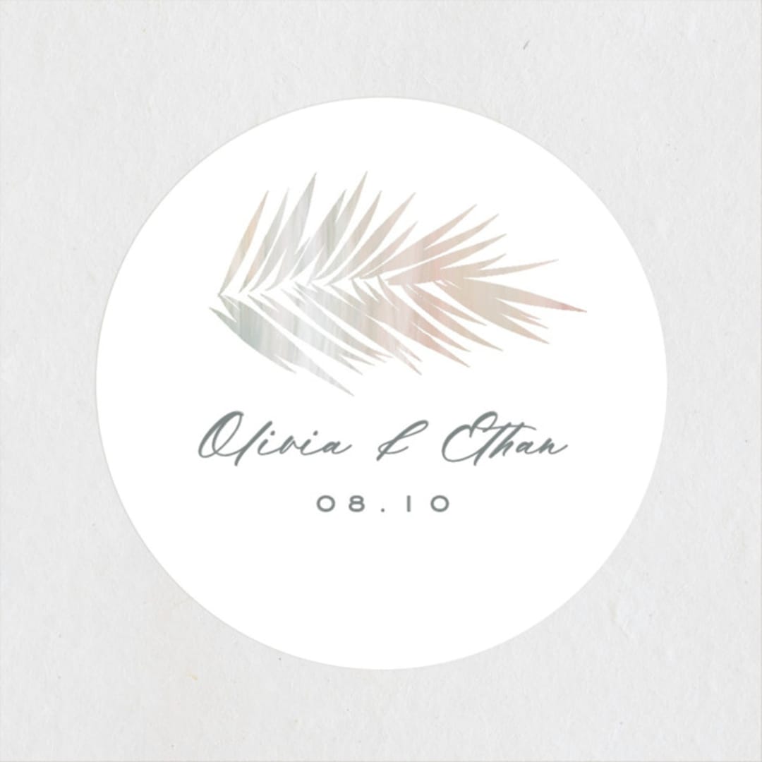 "Painted Leaves" - Wedding Favor Stickers in Coconut by Owl and Toad - Front
