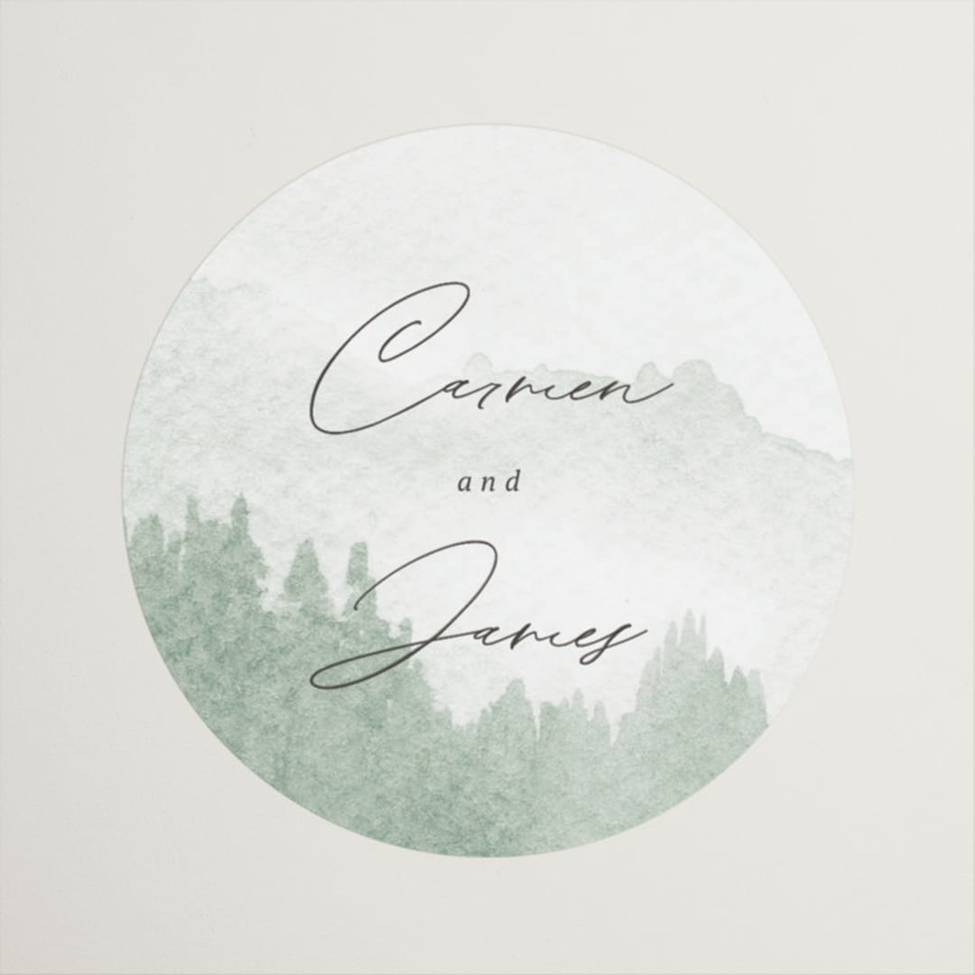"Over the mountains" - Wedding Favor Stickers in Fern by Helen Halik - Front
