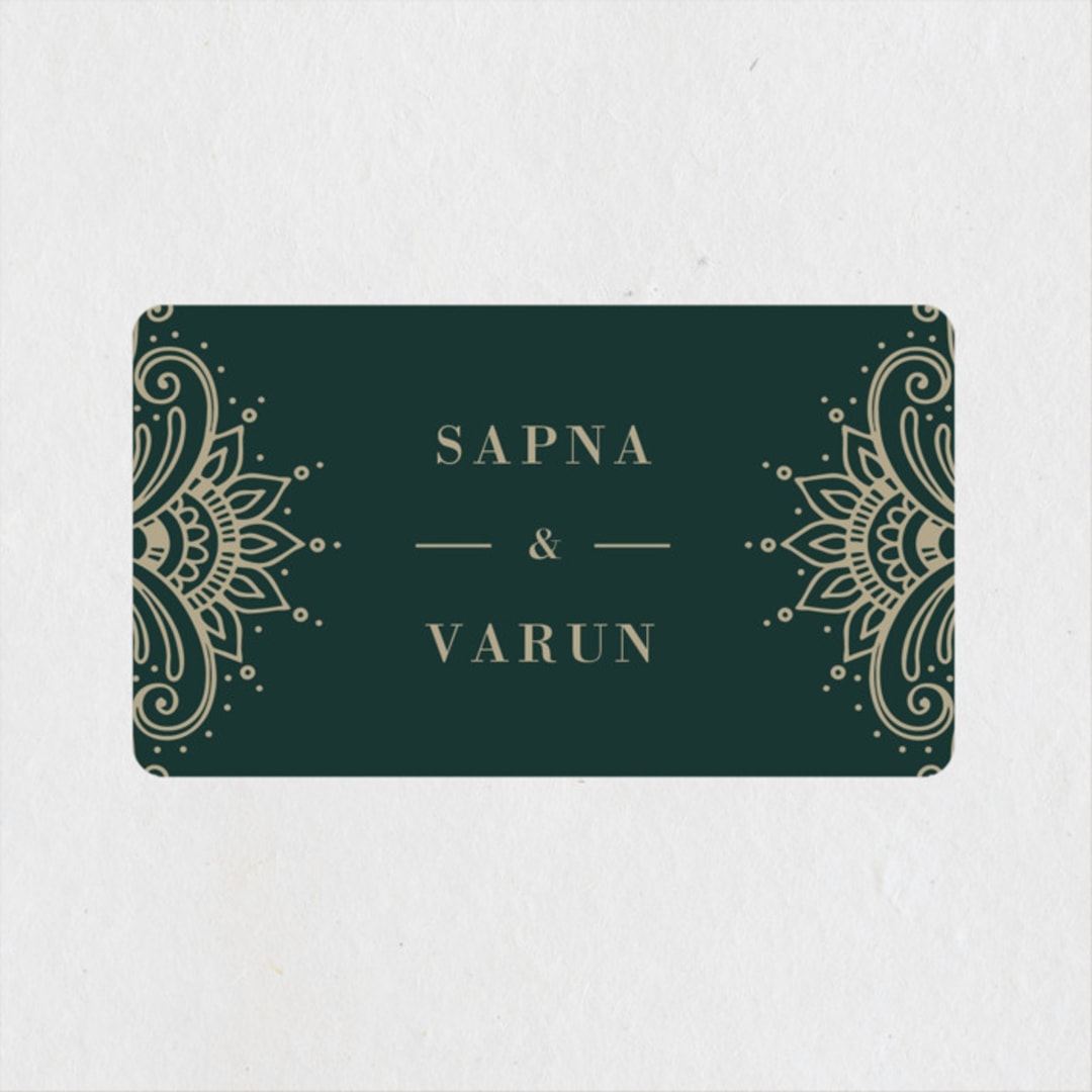 "Engraved Paisley" - Wedding Favor Stickers in Cardamom by Oma N. Ramkhelawan - Front