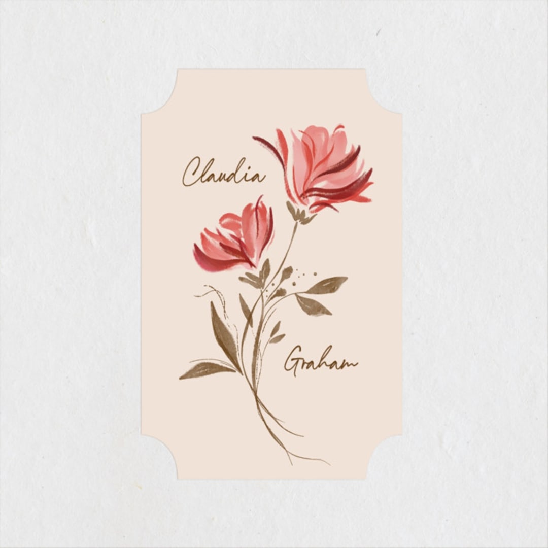 "Painterly Florals" - Wedding Favor Stickers in Scarlet by Vivian Yiwing - Front
