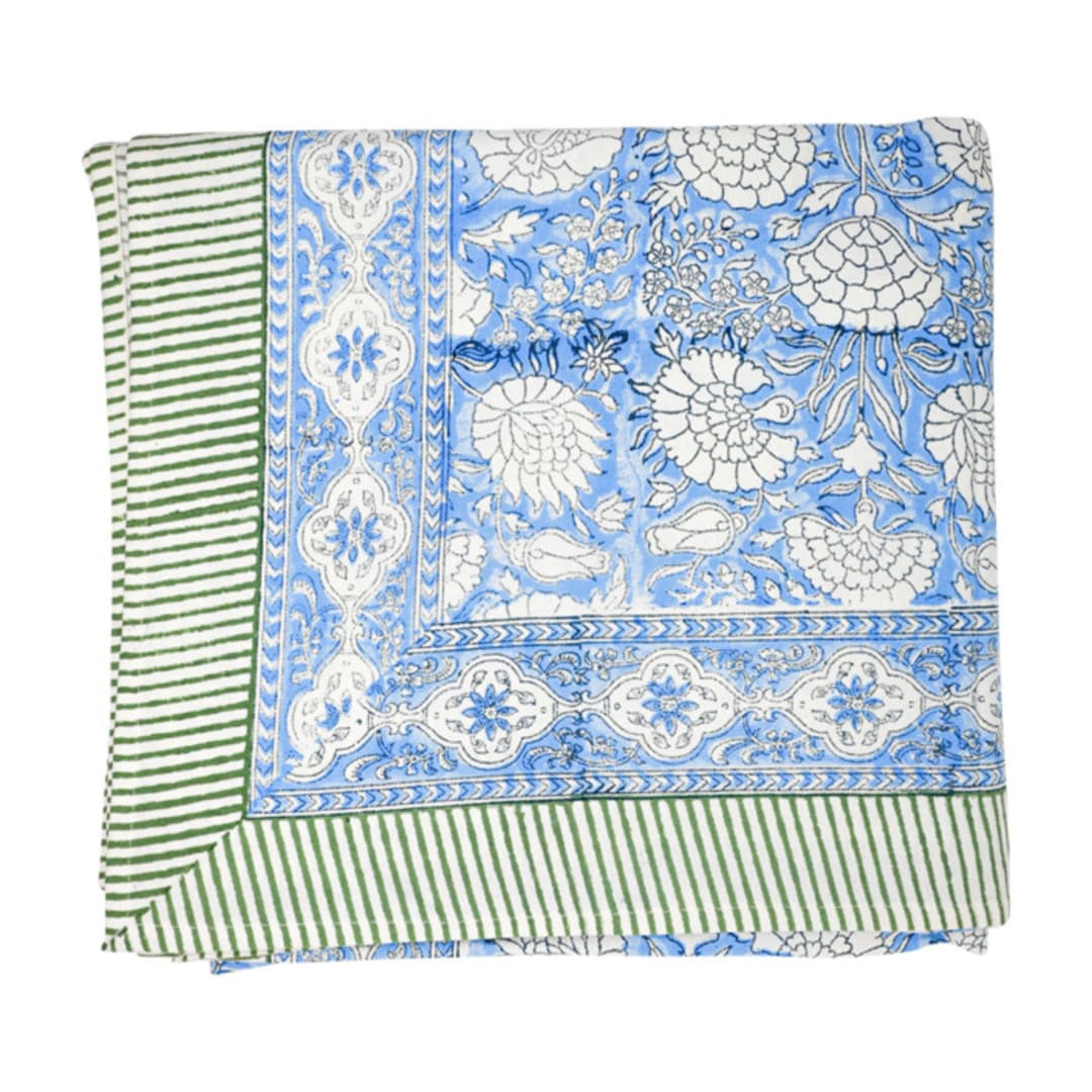 "Blue Fandango Tablecloth, 90" x 132"" - Tablecloths in multicolor by Jenny Roberts