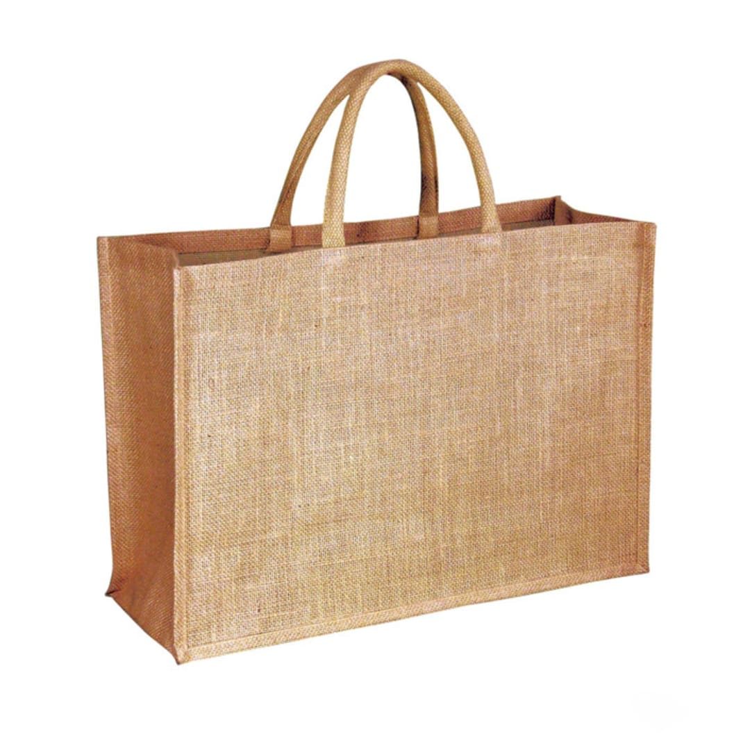"LARGE Jute Bags 10 Pack" - Welcome Bags in natural by Veronica Esquino