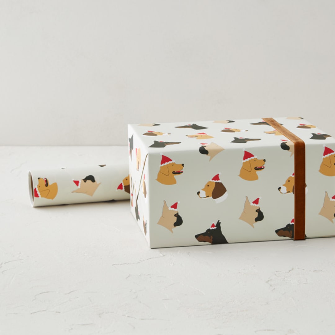 "Christmas Dogs" - Wrapping Paper Roll in Slate by Marni Cutler Vining