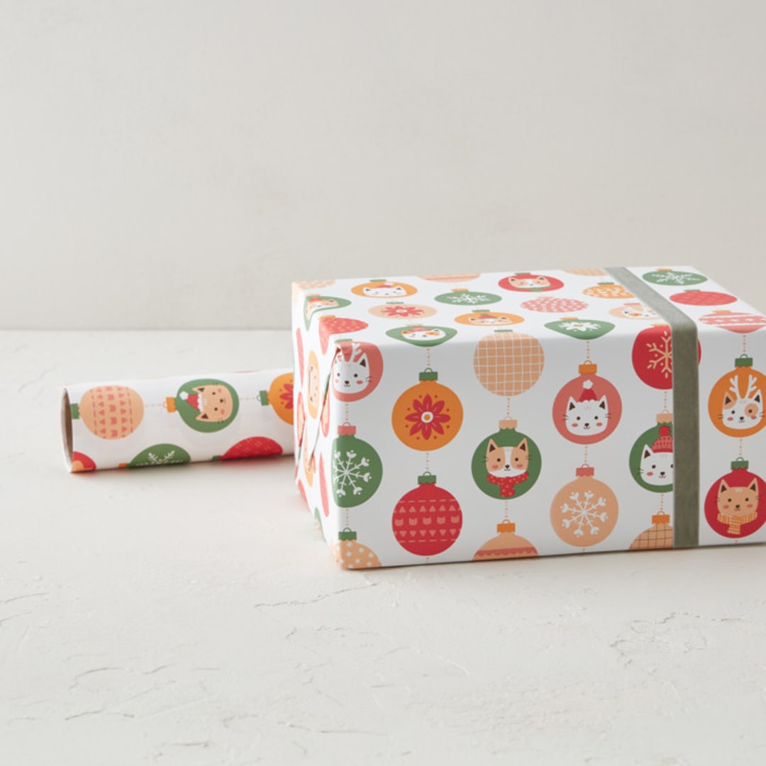 "Cute Cats in Christmas Hats" - Wrapping Paper Roll in Merry by Michele Porton