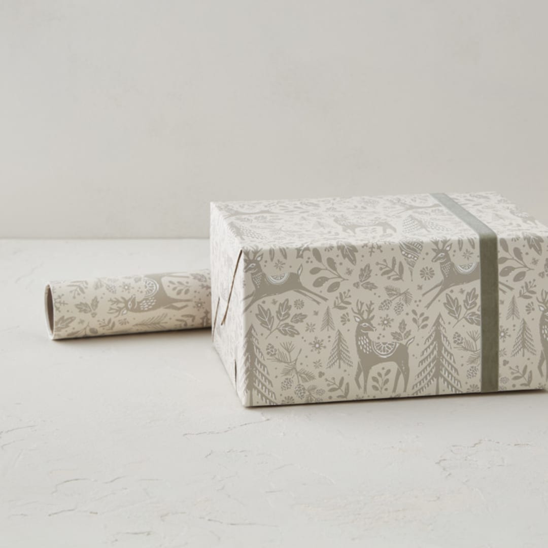 "Folksy Winter Forest" - Wrapping Paper Roll in Ginger by Erin Deegan
