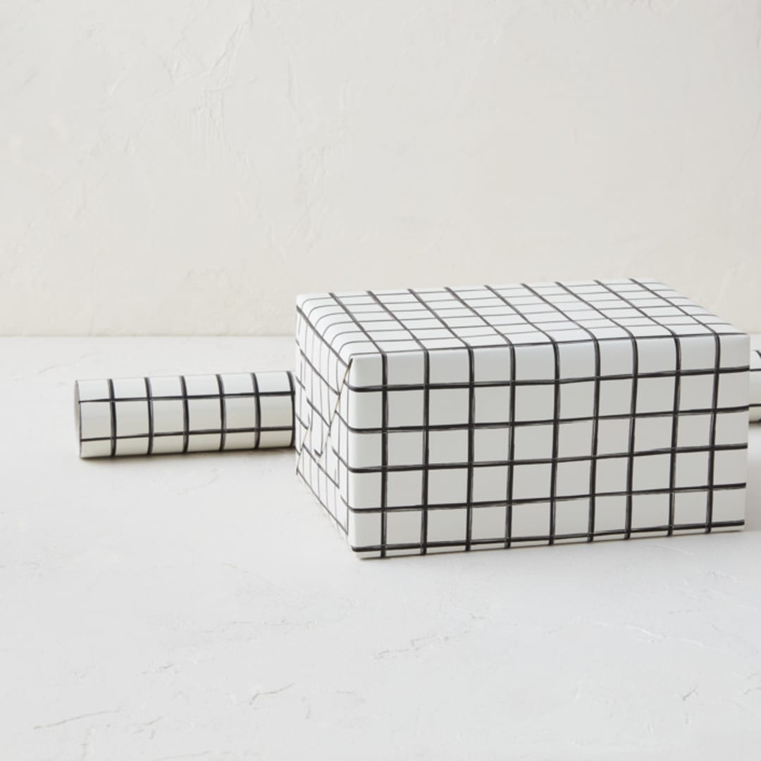 "Modern Grid" - Wrapping Paper Roll in Ink by Corinne Malesic
