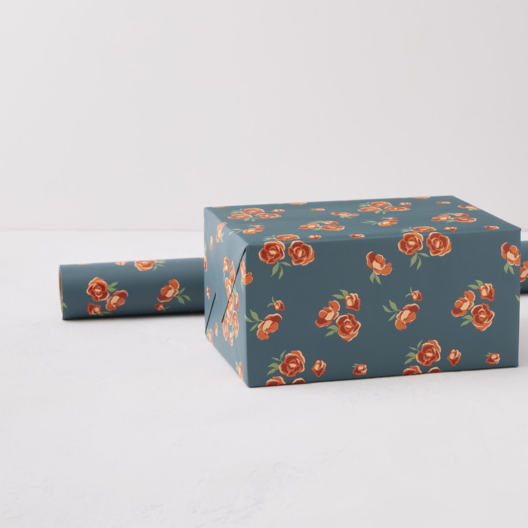 "Navy Wrap" - Wrapping Paper Roll in Navy by Aubrey Fairchild