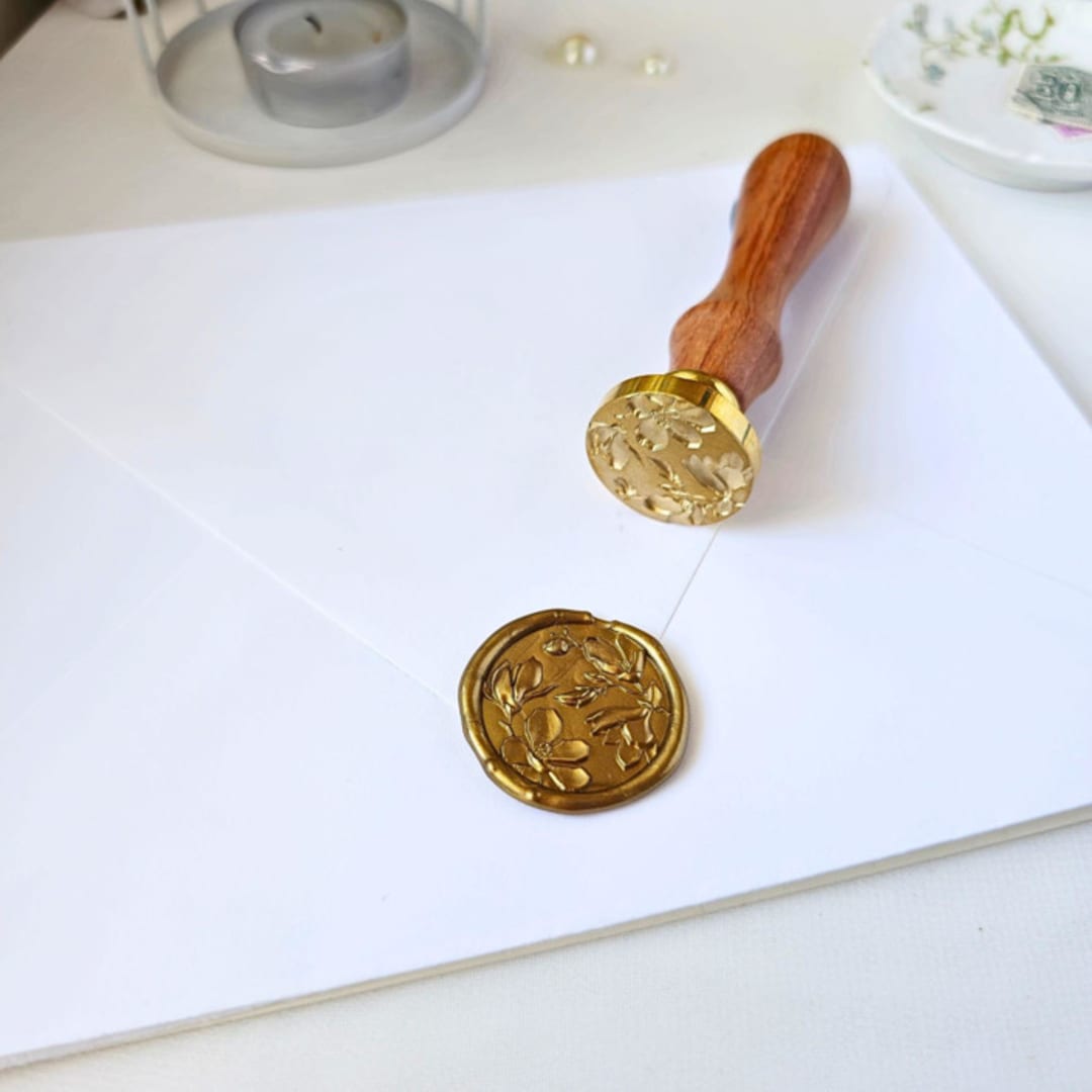 "Gardenias- 25mm Wax Seal Stamp" - Wax Seal Stamps in brass by Inkspiringletters