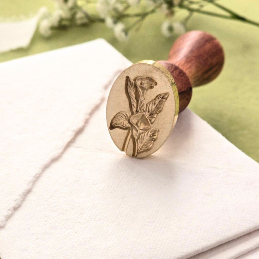 "Arum Lily Wax Seal Brass Stamp - 30mm" - Wax Seal Stamps in brass by Inkspiringletters
