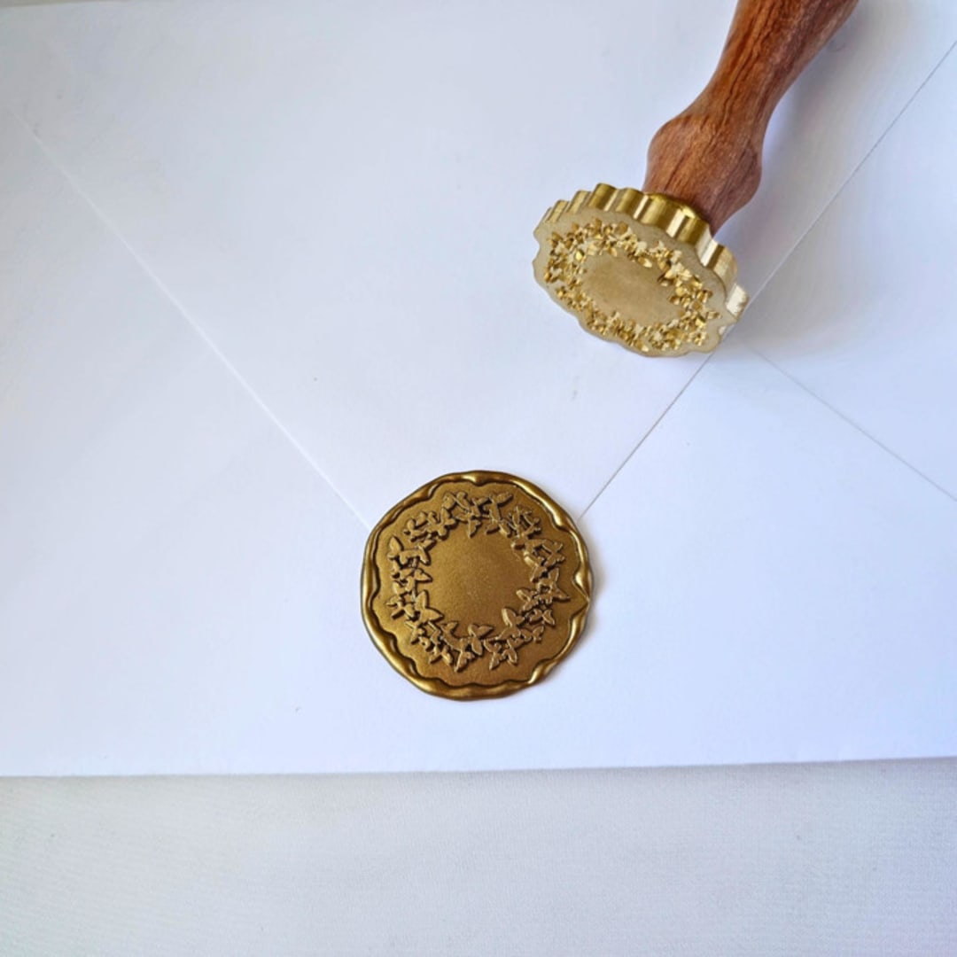 "Butterfly Wreath- 35mm Wax Seal Stamp" - Wax Seal Stamps in brass by Inkspiringletters