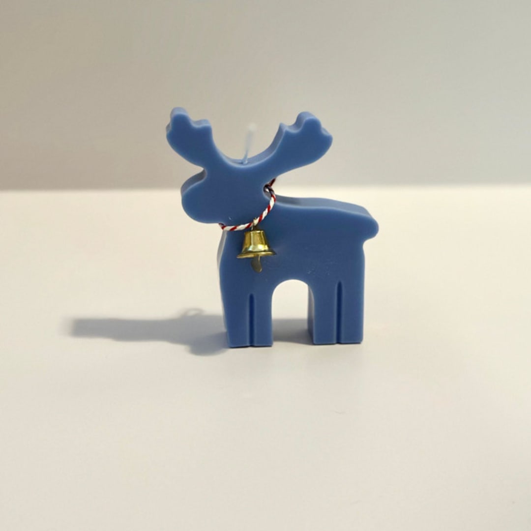 "Blue Reindeer Candle" - Christmas Decorations in blue by Over By The Moon