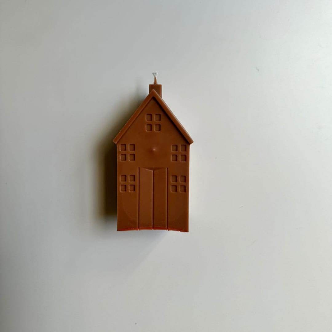 "Tall Brown House Candle" - Christmas Decorations in brown by Over By The Moon