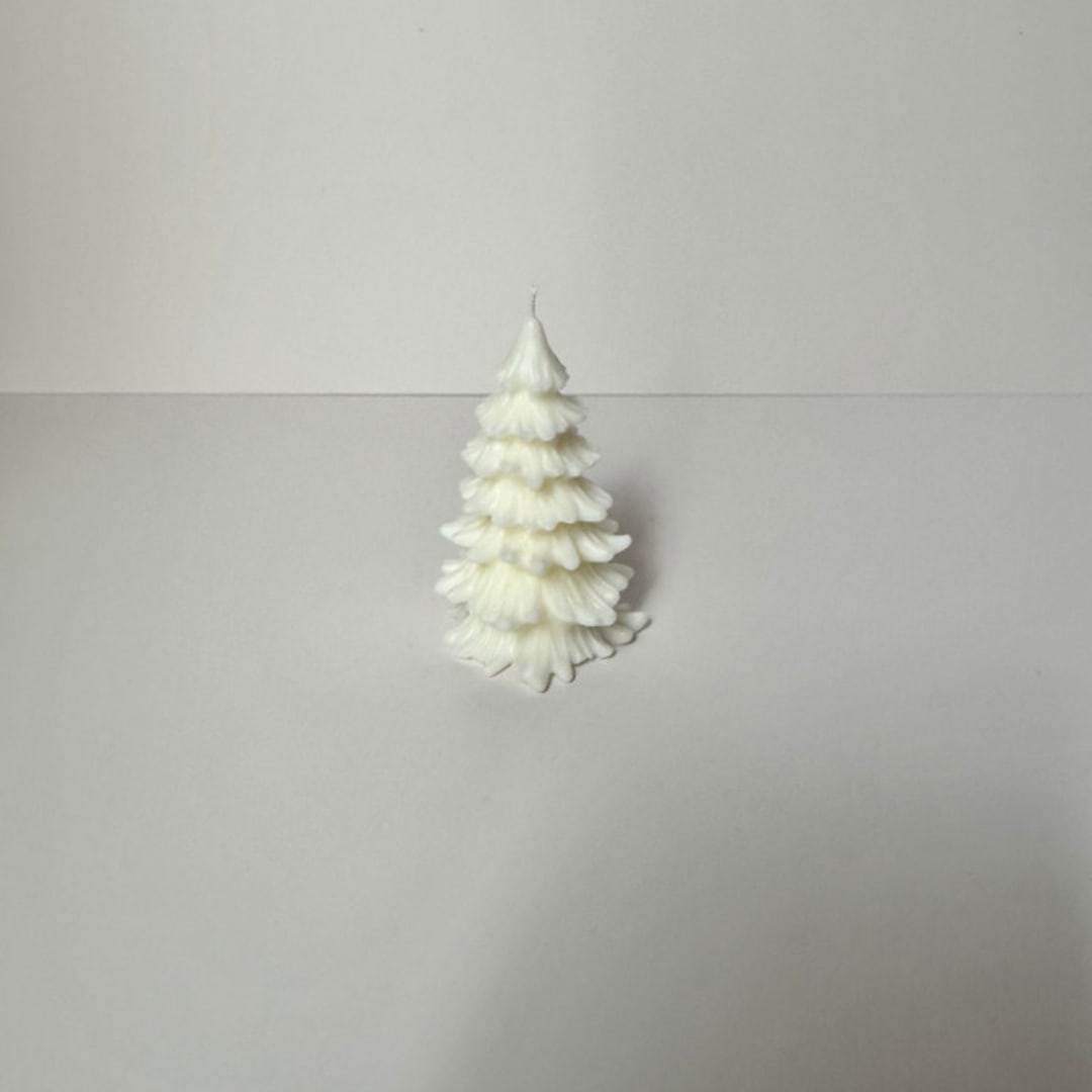 "Small White Christmas Tree Candle" - Christmas Decorations in white by Over By The Moon