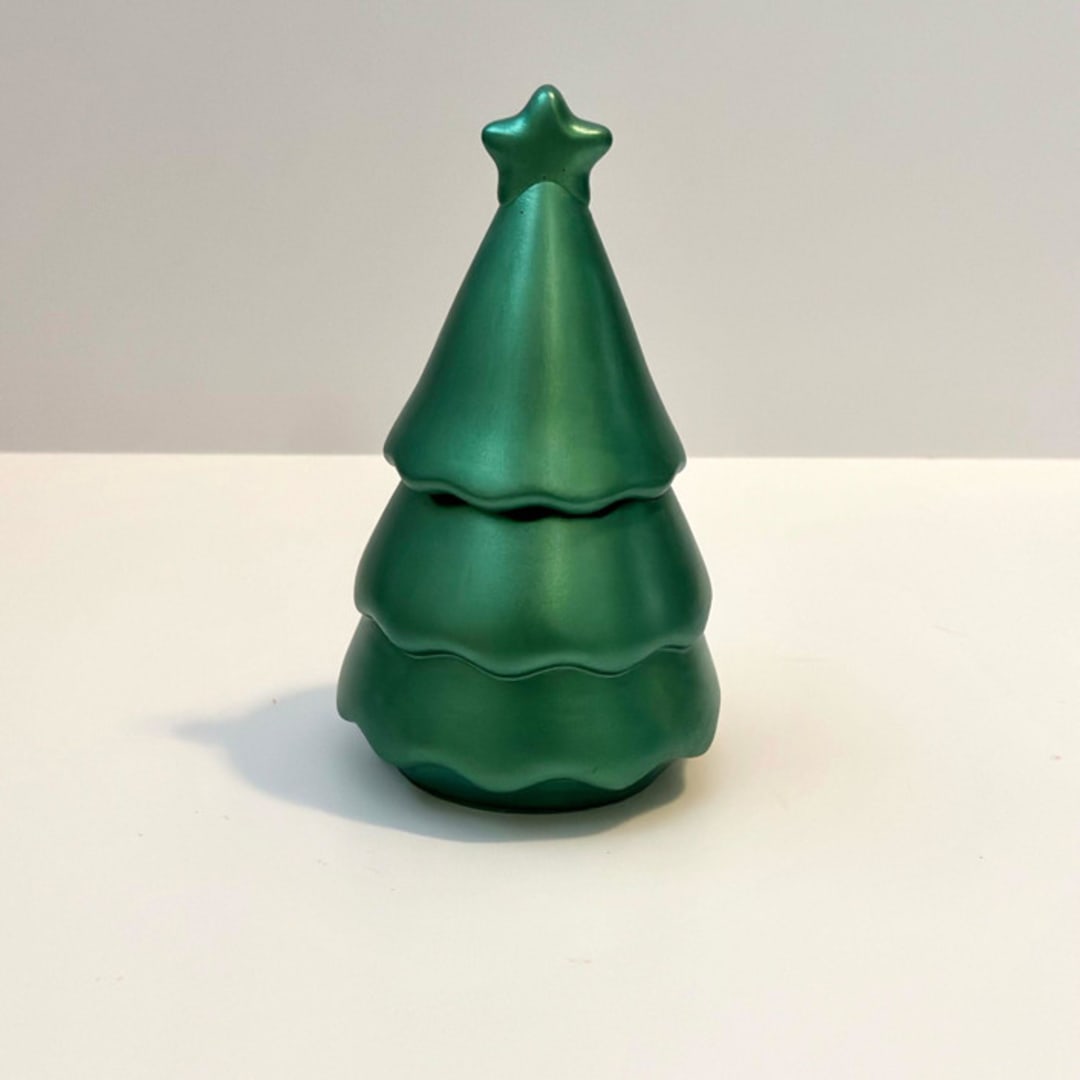 Metallic Green Christmas Tree Jar Candle