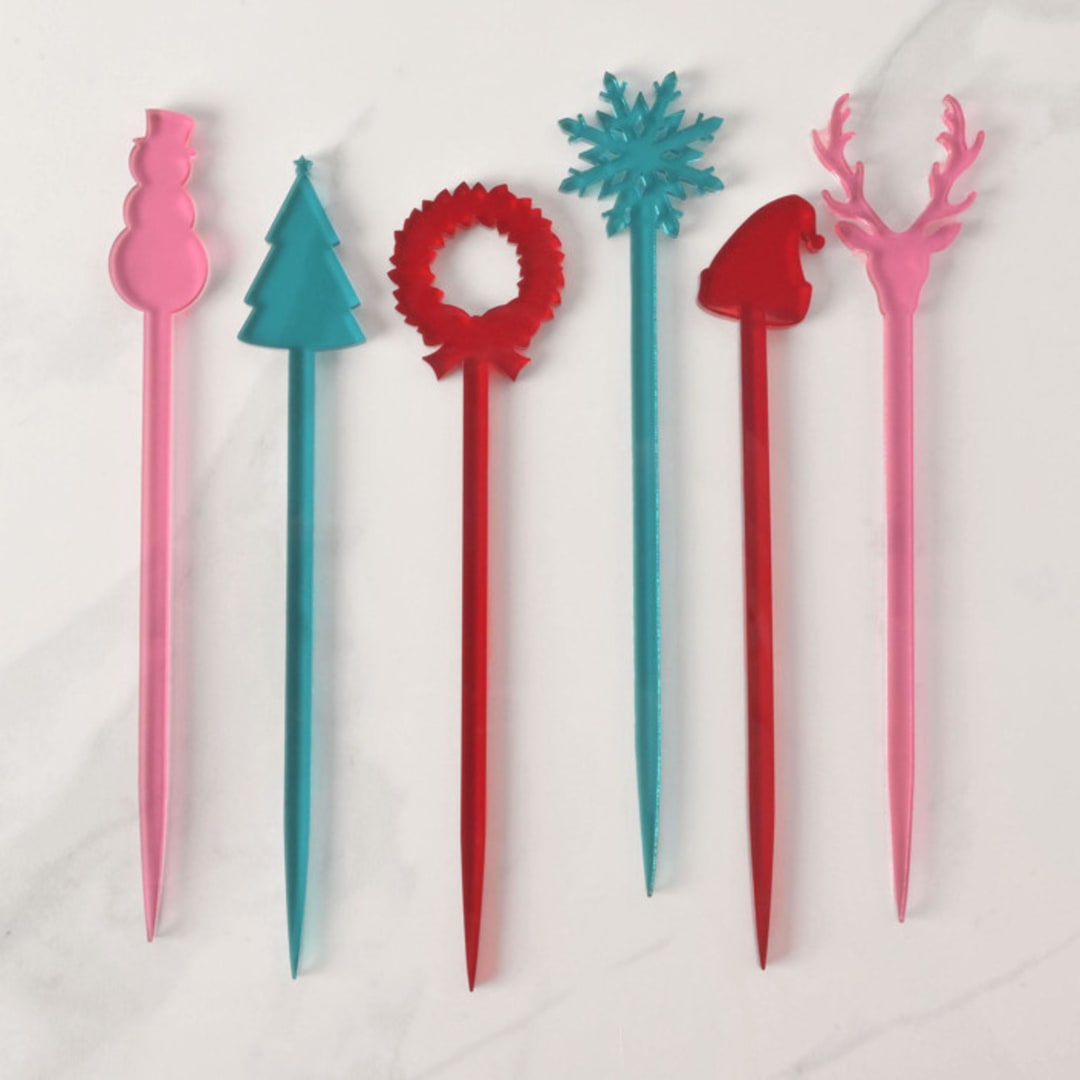 "Christmas Delight Stir Sticks" - Christmas Decorations in red by Em and Me Studio