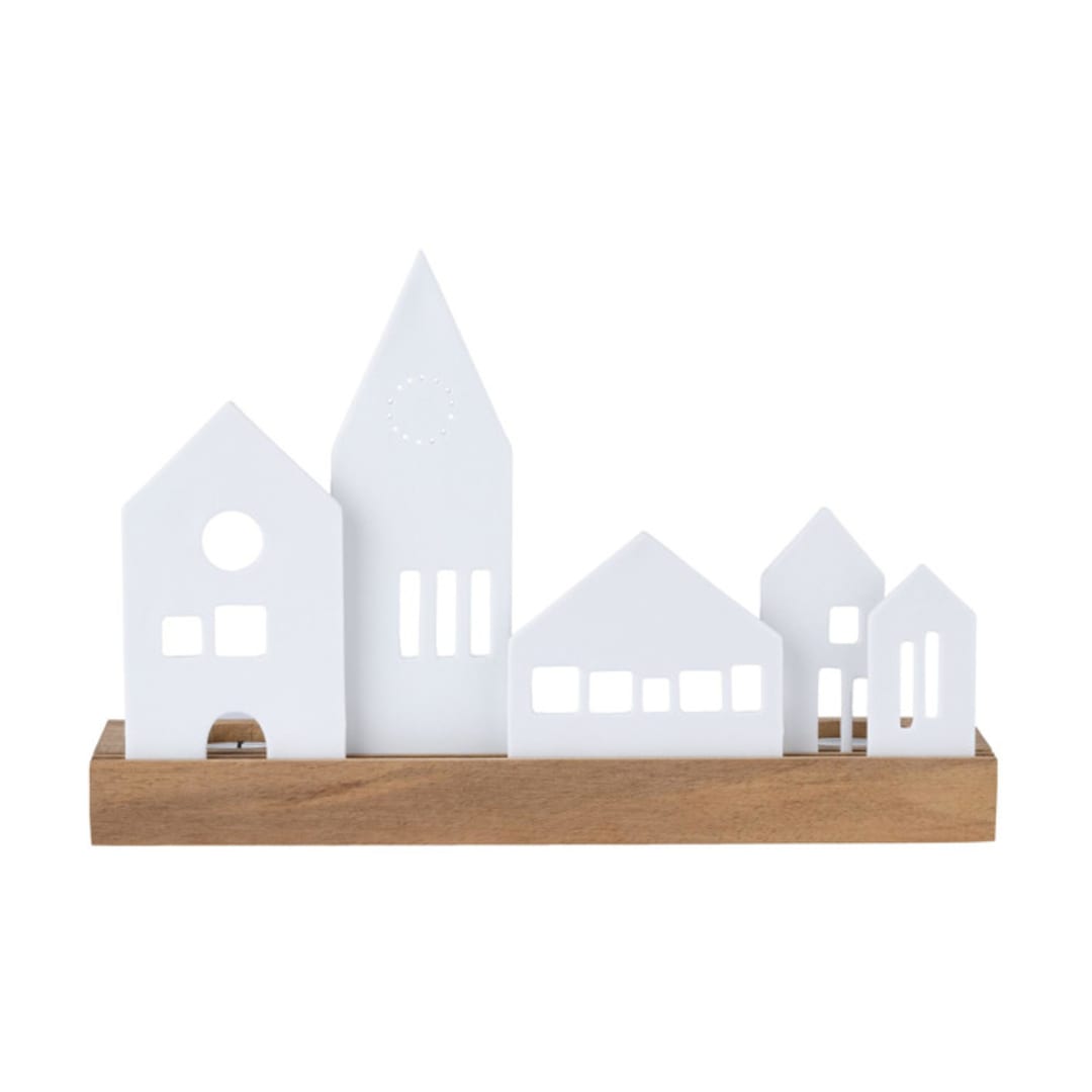 "Porcelain & Acacia Village Tealight - City" - Christmas Decorations in white by Räder Designs