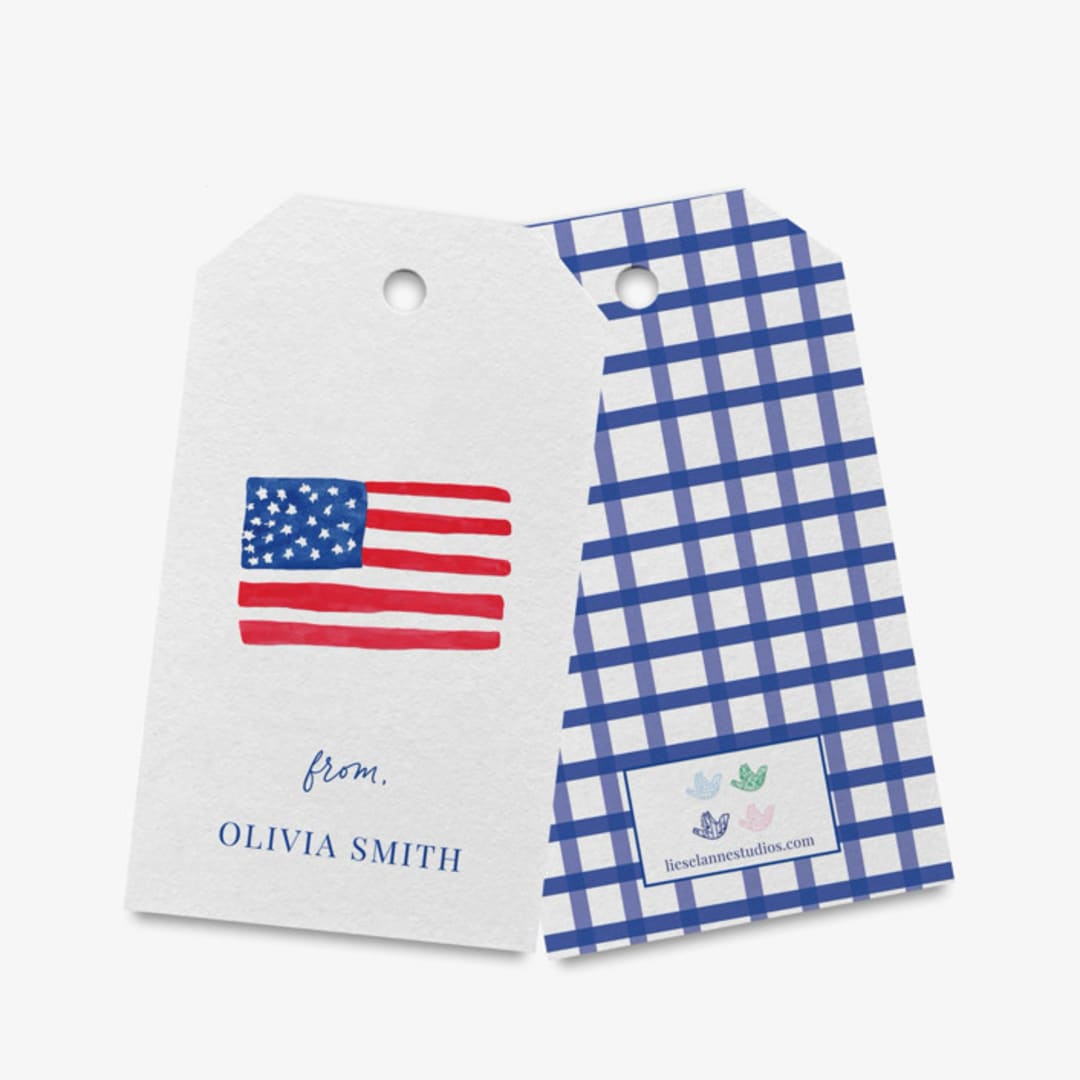 Personalized American Flag Gift Tags (Set of 24)