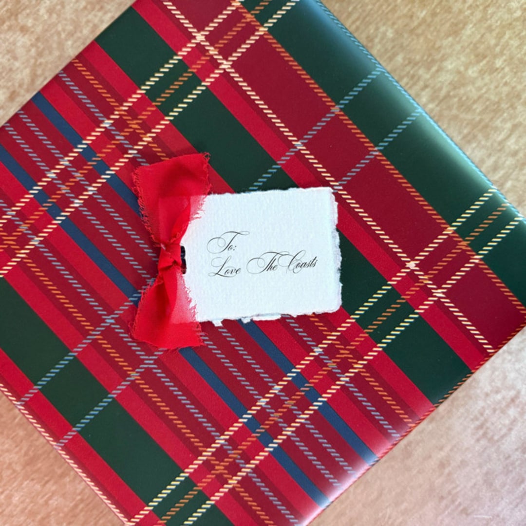 "Holiday Handmade Paper Gift Tags with Merry Red Bow | Set of 10 | Custom Text" - Holiday Gift Tags in red by Cotton and Bow