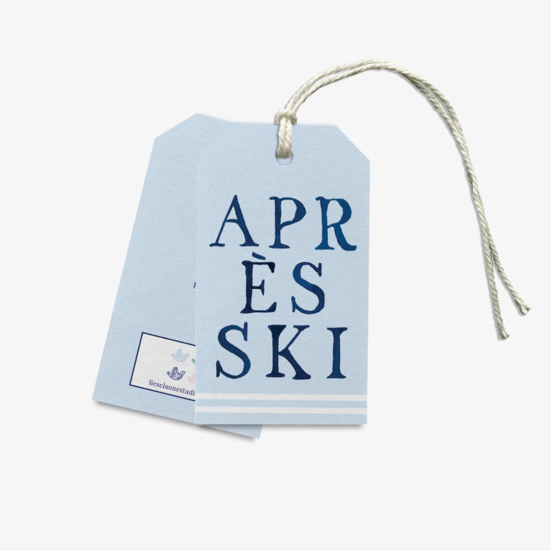 "Après Ski White and Blue Gift Tag [Sets of 8]" - Holiday Gift Tags in blue by Liesel Anne