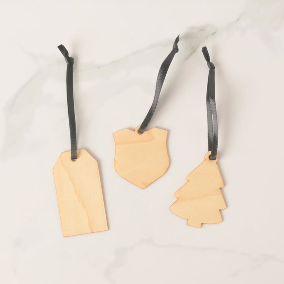 "Small Wood Gift Tags, set of 6" - Holiday Gift Tags in black by Em and Me Studio