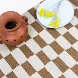 "Zapotec Umber and Ivory Checkered Rug, Size 2'x3'" - Accent Rugs in brown by Archive New York