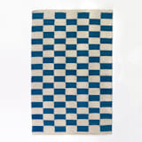 "Zapotec Blue and Ivory Checkered Rug, Size 2'x3'" - Accent Rugs in blue by Archive New York
