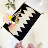 "Zapotec Black and Ivory Rug #3, Size 2'x3'" - Accent Rugs in black by Archive New York