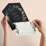 "Greenery Crown" - Savvy Wedding Invitations in Navy by Susan Moyal - Animated View