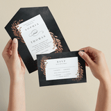 "Lux branch" - Savvy Wedding Invitations in Pepper by Stacey Meacham - Animated View
