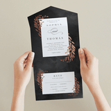 "Lux branch" - Savvy Wedding Invitations in Pepper by Stacey Meacham - Foil Interior