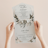 "Botanical Edge" - Savvy Wedding Invitations in Latte by Susan Moyal - Foil Interior