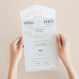 "Gilded Leaves" - Savvy Wedding Invitations in Classic White by Kelly Schmidt - Foil Interior