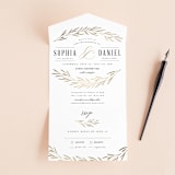 "Gilded Leaves" - Savvy Wedding Invitations in Classic White by Kelly Schmidt - Open