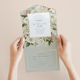 "Floral Tribute" - Savvy Wedding Invitations in Moss by Chris Griffith - Foil Interior