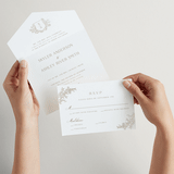 "floral crest" - Savvy Wedding Invitations in Champagne by Cass Loh - Animated View