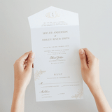 "floral crest" - Savvy Wedding Invitations in Champagne by Cass Loh - Foil Interior