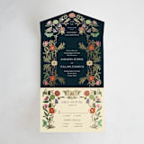 "Gilded Tapestry" - Savvy Wedding Invitations in Midnight Garden by Simona Camp - Open