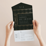 "Deco pattern" - Savvy Wedding Invitations in Onyx by Ana de Sousa - Foil Interior