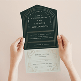"deco arch" - Savvy Wedding Invitations in Fir by Kindred Fields - Foil Interior