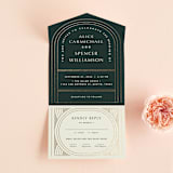 "deco arch" - Savvy Wedding Invitations in Fir by Kindred Fields - Open