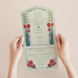 "Deco Spring Florals" - Savvy Wedding Invitations in Birch by Shiny Penny Studio - Foil Interior